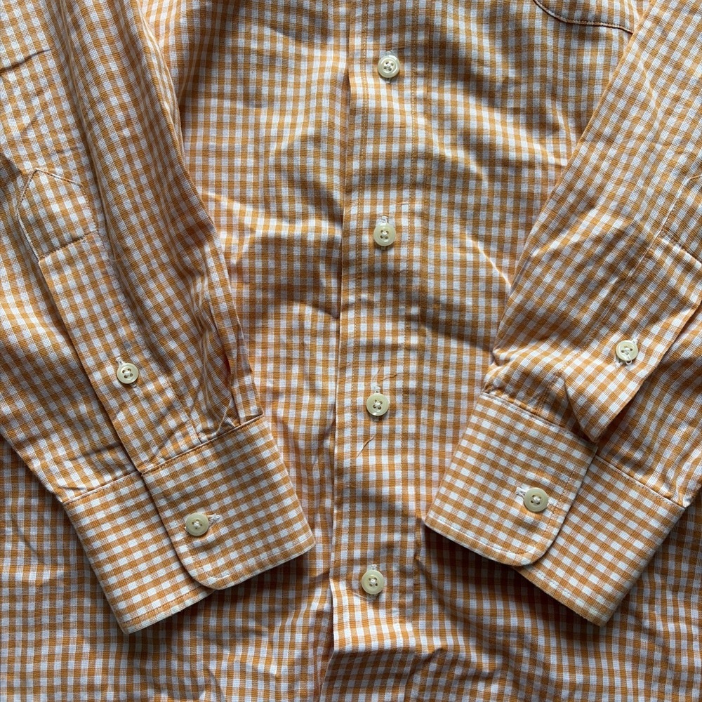 Gitman Bros Button Down Shirt Mens Large Orange Check Long Sleeve Made in USA - Picture 3 of 7